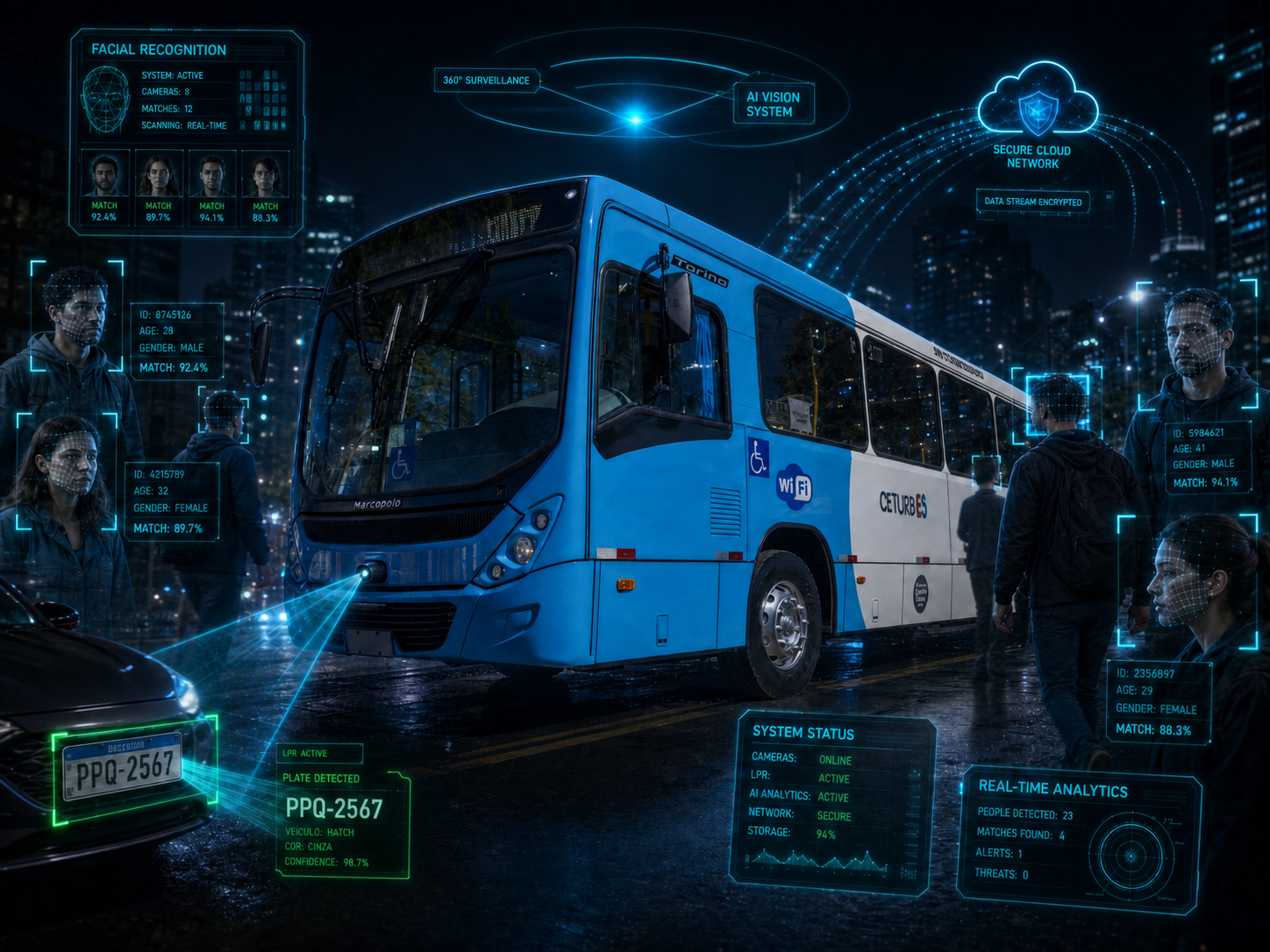 Ônibus Seguro com tecnologia de reconhecimento facial e leitura de placas
